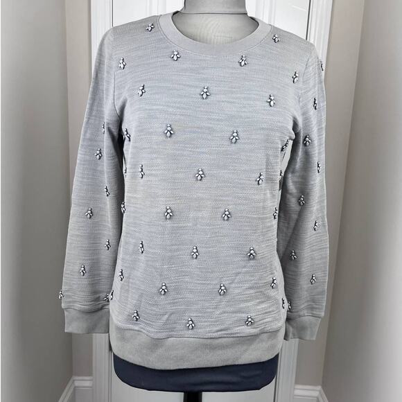 J Crew Gray Embellished Sweatshirt  Sz S - Picture 1 of 5